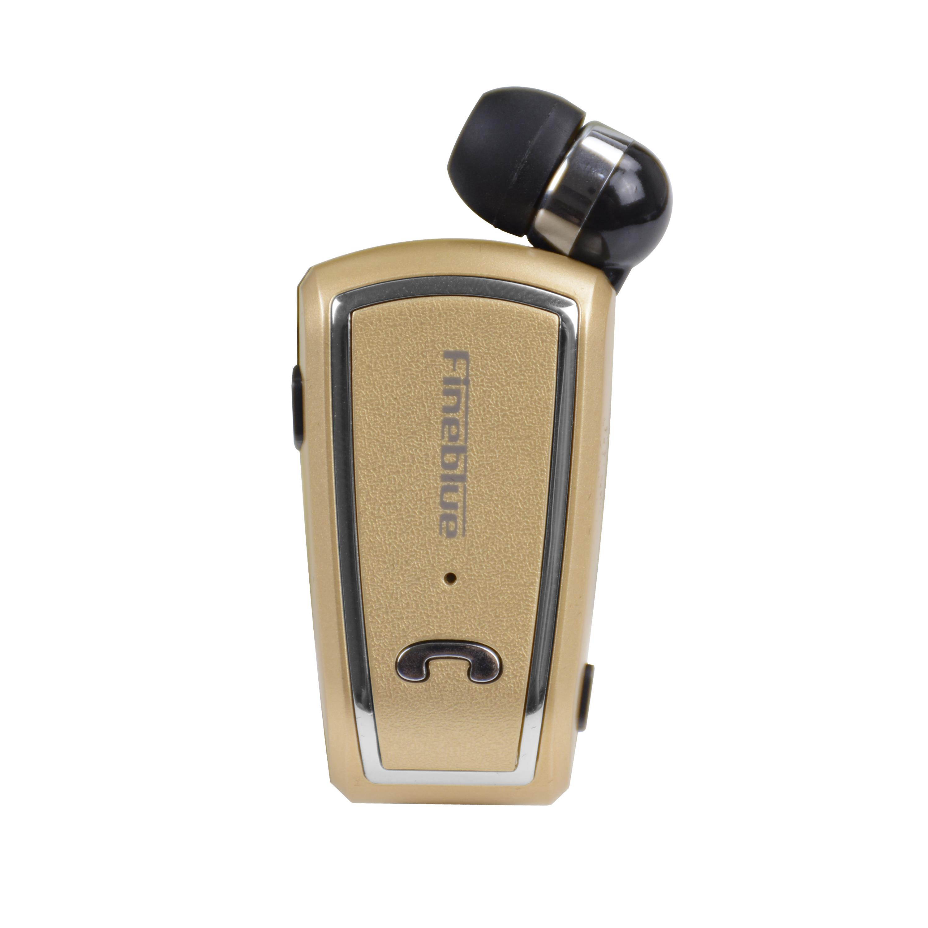 F-V3 Bluetooth Wireless Headset Stereo Sport Retractable Earphone With Clip for iPhone Samsung - Gold