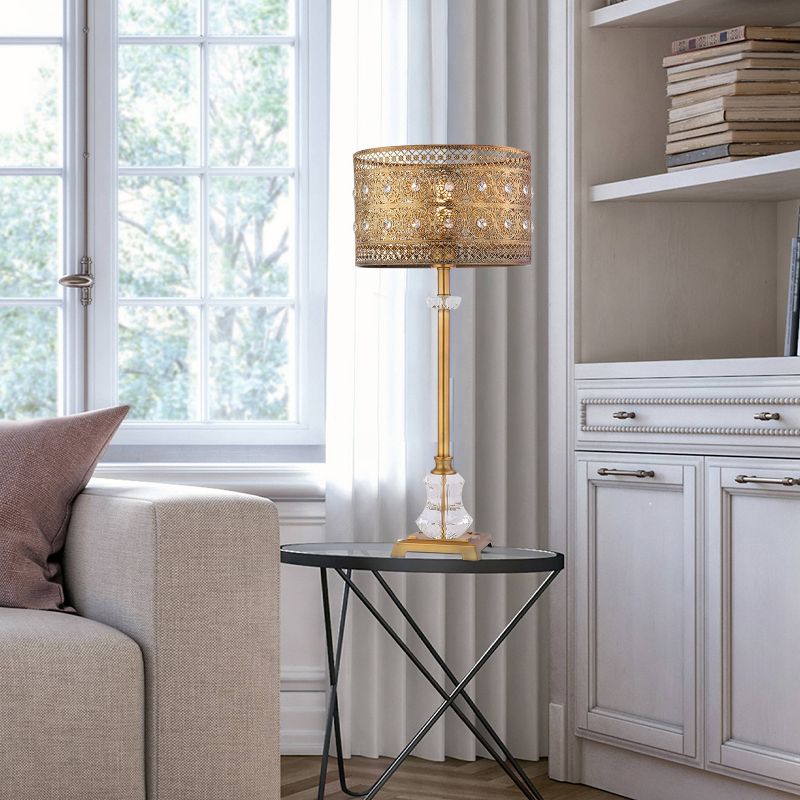 28" 1-Light Bryar Buffet Table Lamp Brass/Crystal - River of Goods