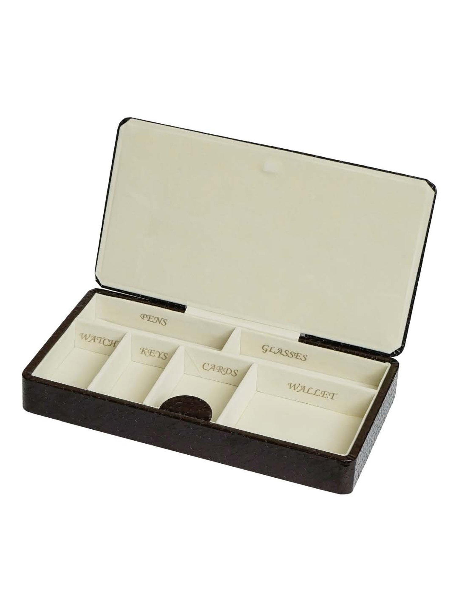 eCraftIndia Black Leather Rexine Multipurpose Organizer Box - Set of 1