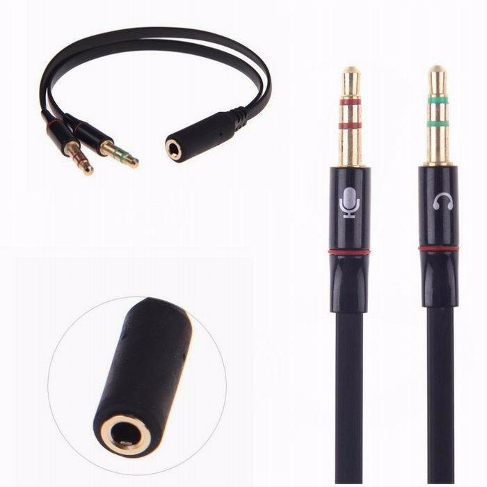 Topwin New 3.5mm Female to 2 Male Headphone Mic audio Y Splitter