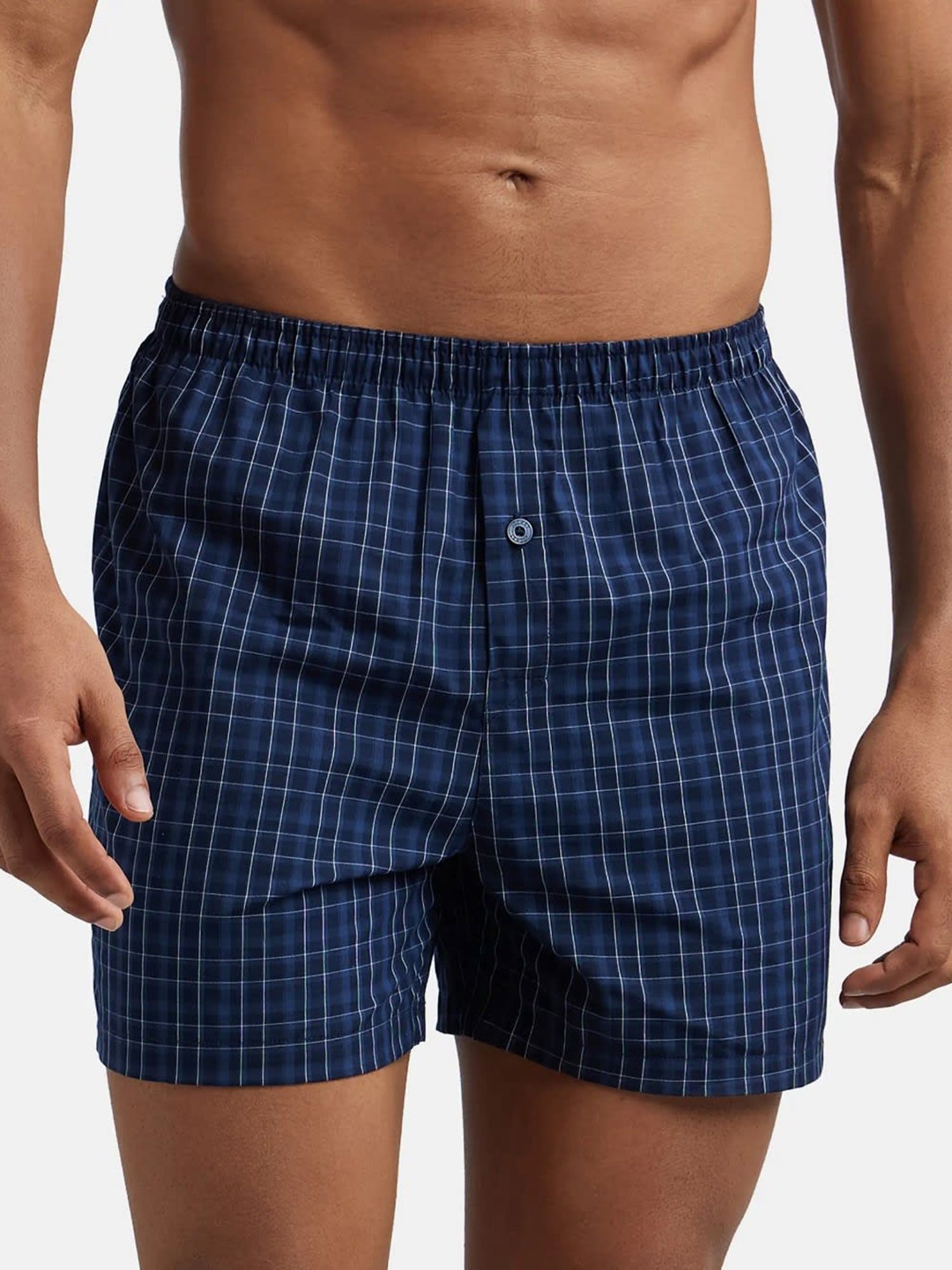 Jockey Grey & Navy Regular Fit Check Boxer Shorts - Pack of 2