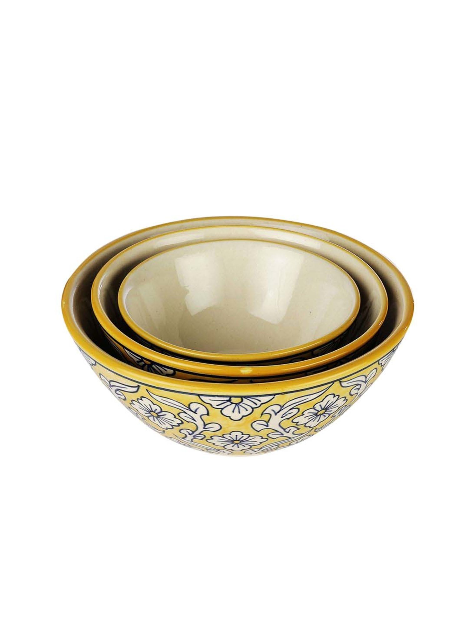 VarEesha Manohar Yellow Ceramic Serving Bowl - Set of 3
