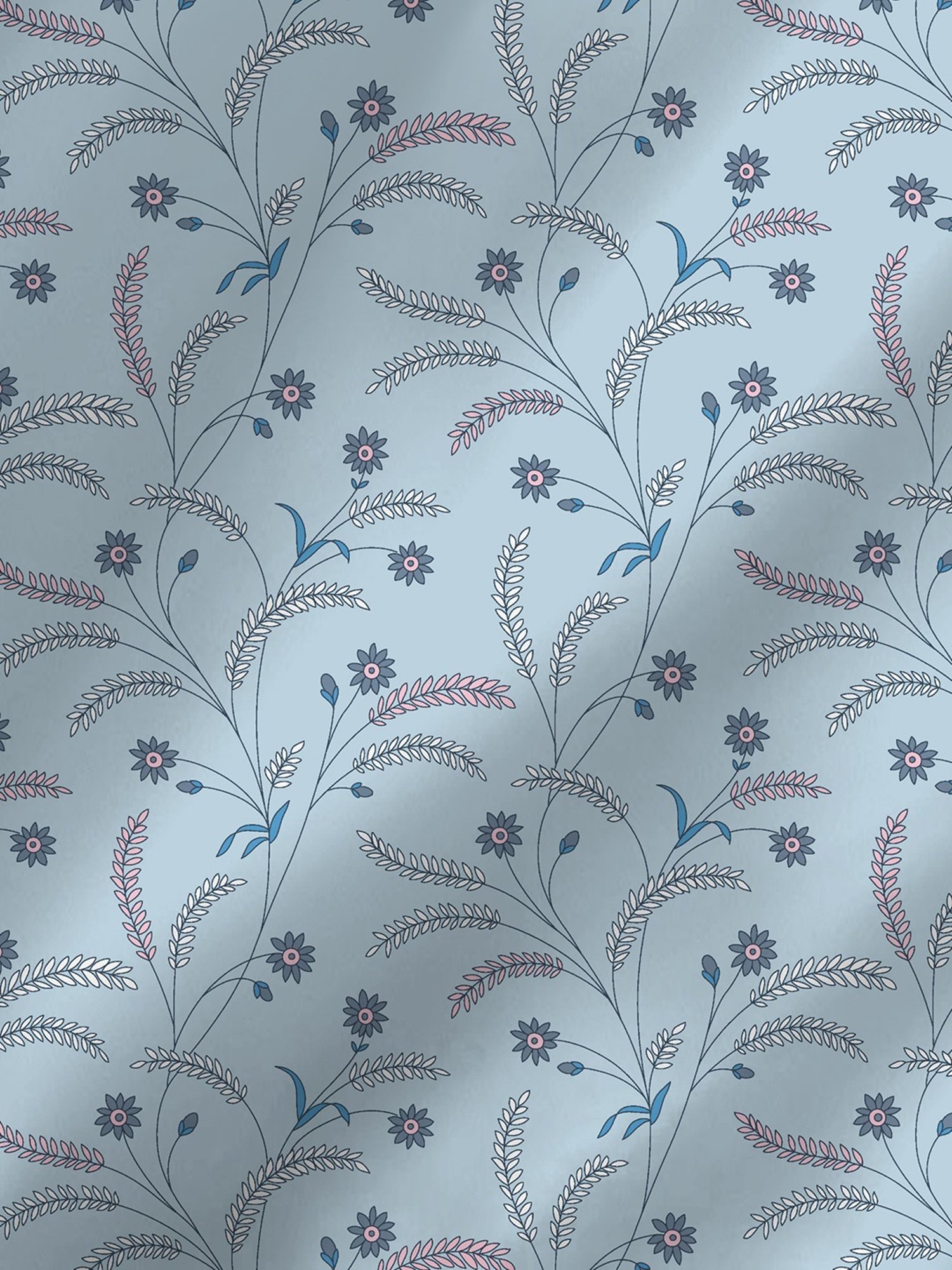 Boutique Living Magnifique  Floral Blue 200 TC Cotton King Bed Sheet with 2 Pillow Covers