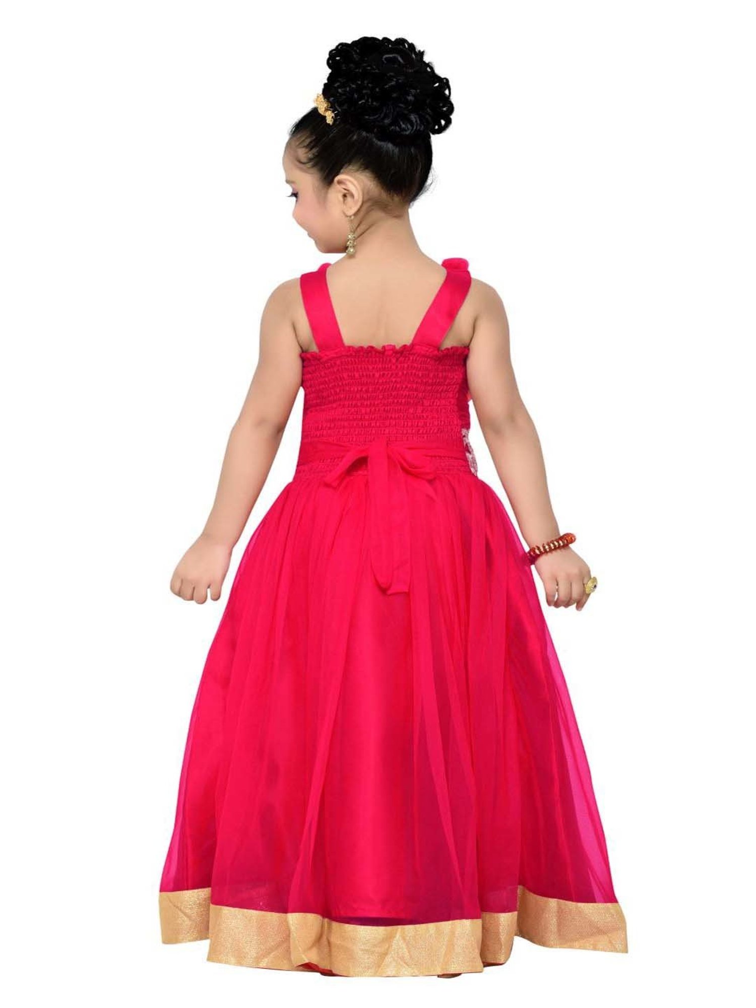 AJ Dezines Kids Pink Zari Work Gown