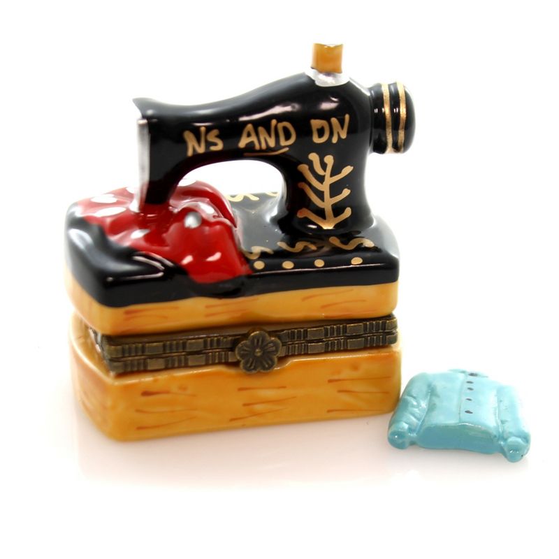 Hinged Trinket Box 2.5" Sewing Machine Clothes Mending Quilts  -  Decorative Figurines
