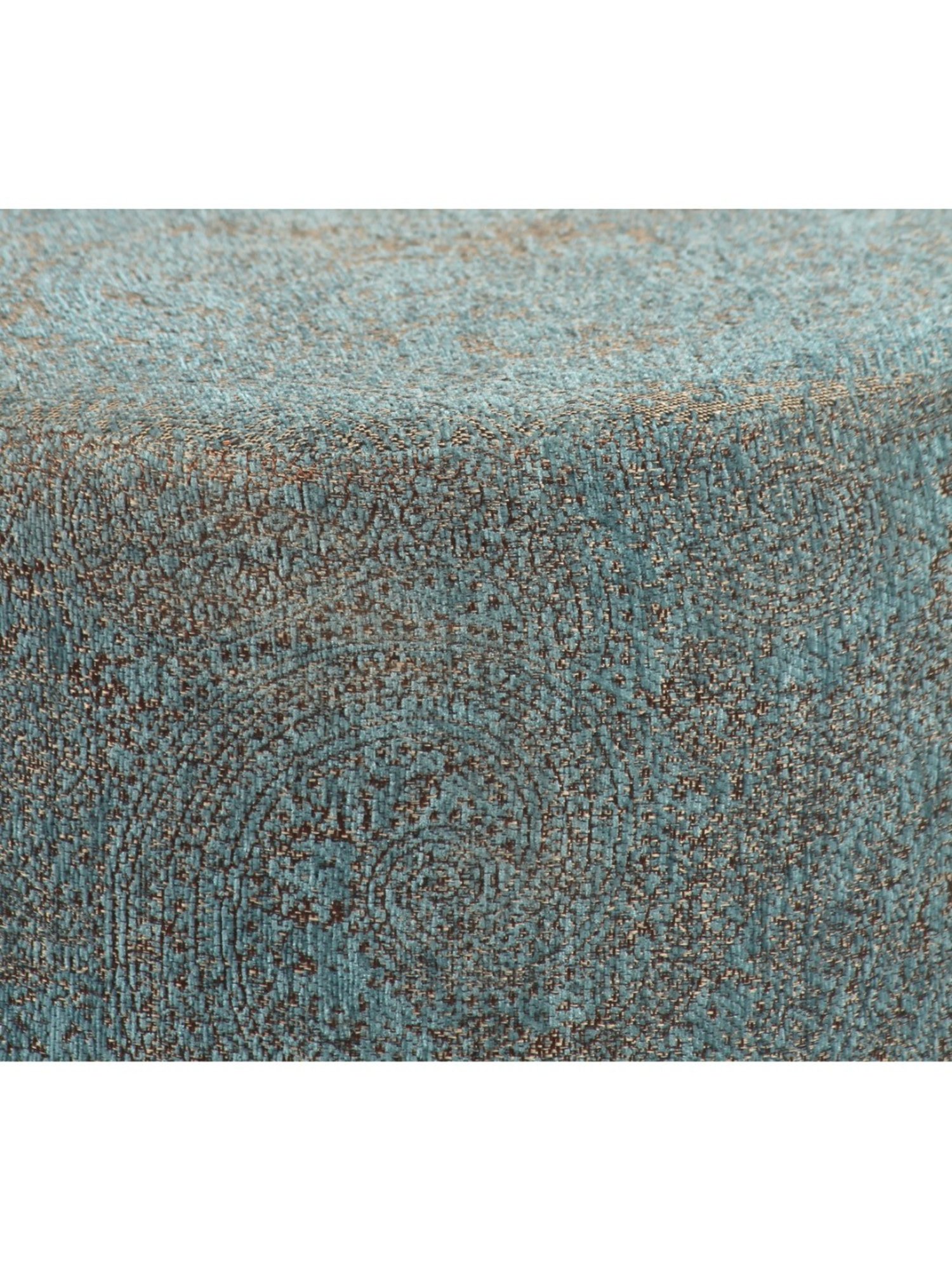 Ikiriya Lisbon Jacquard Brown & Blue Wood Ottoman