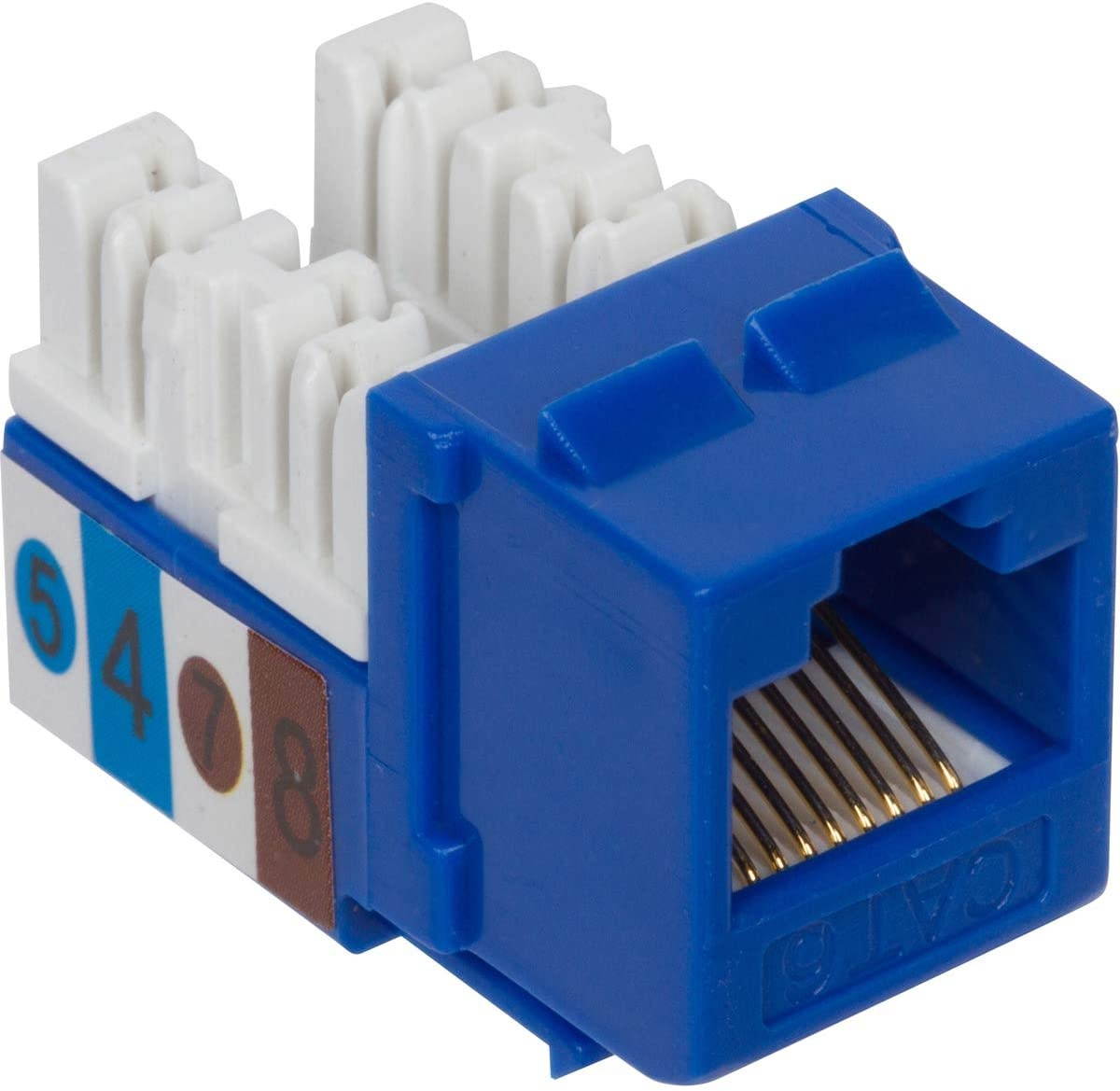Buyer's Point Cat6 RJ45 90-Degree Keystone Jack, Punch Down Keystone Jack Adapter Blue (10 Pack)