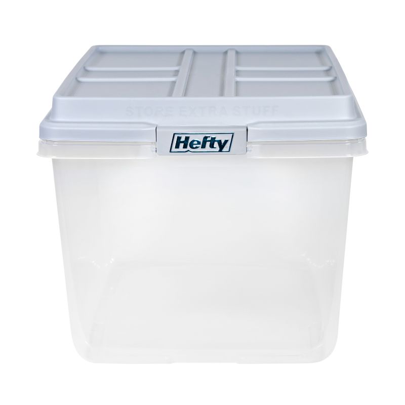 Hefty 72qt Clear Hi-Rise Storage bin with Stackable Lid Gray