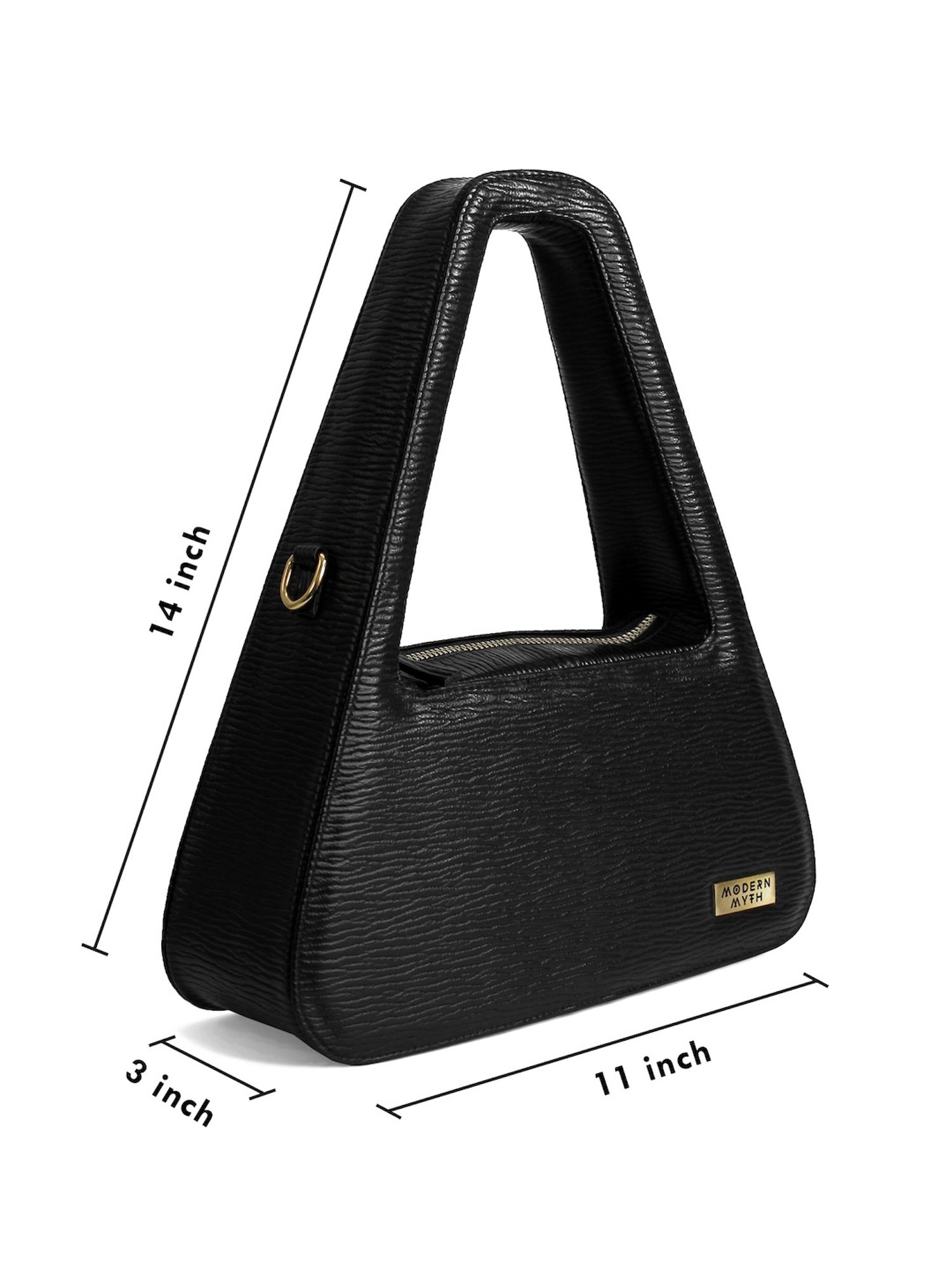 Modern Myth Black Textured Medium Handbag