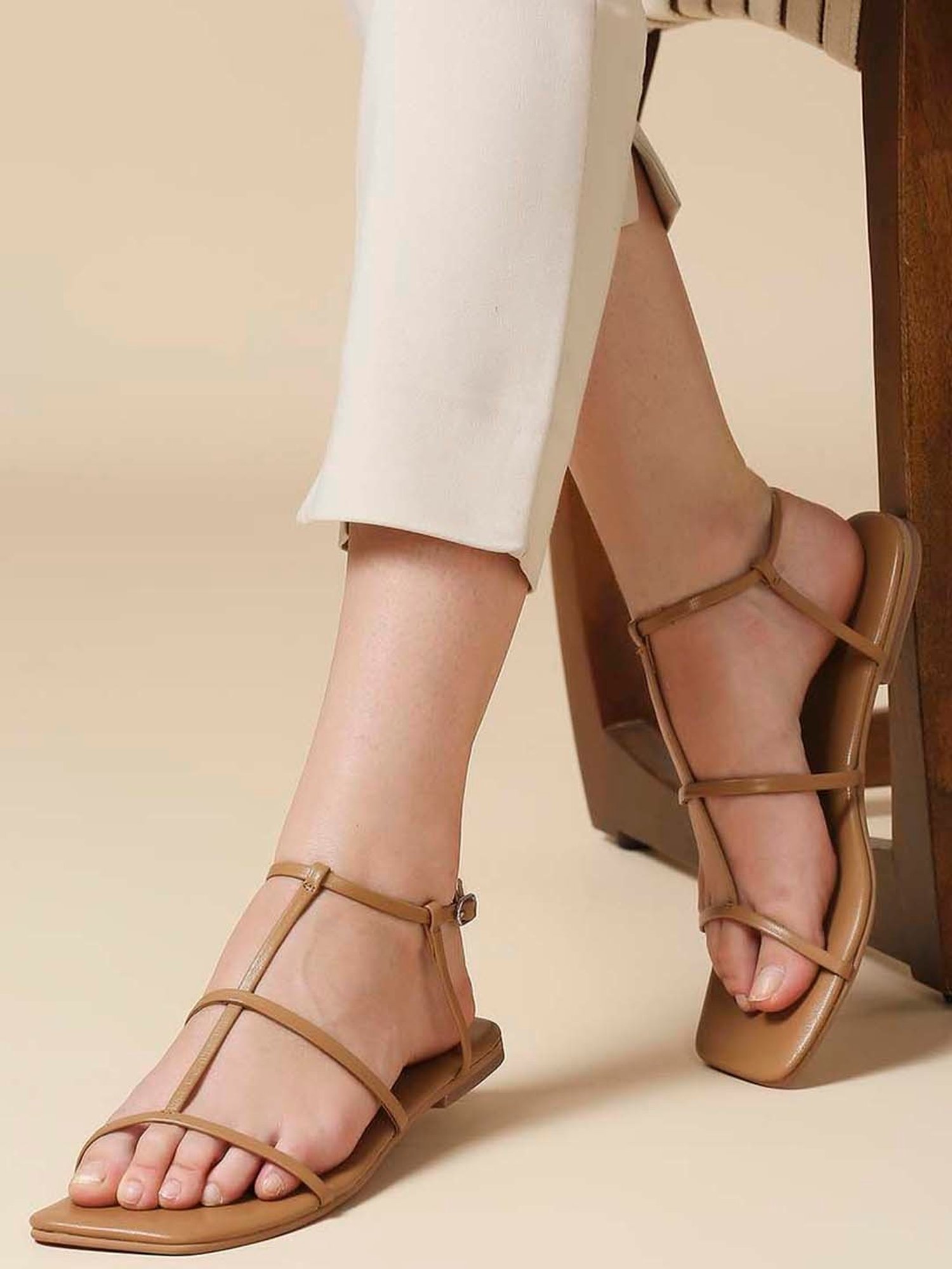 Tao Paris Women's Ankara Brown Back Strap Sandals