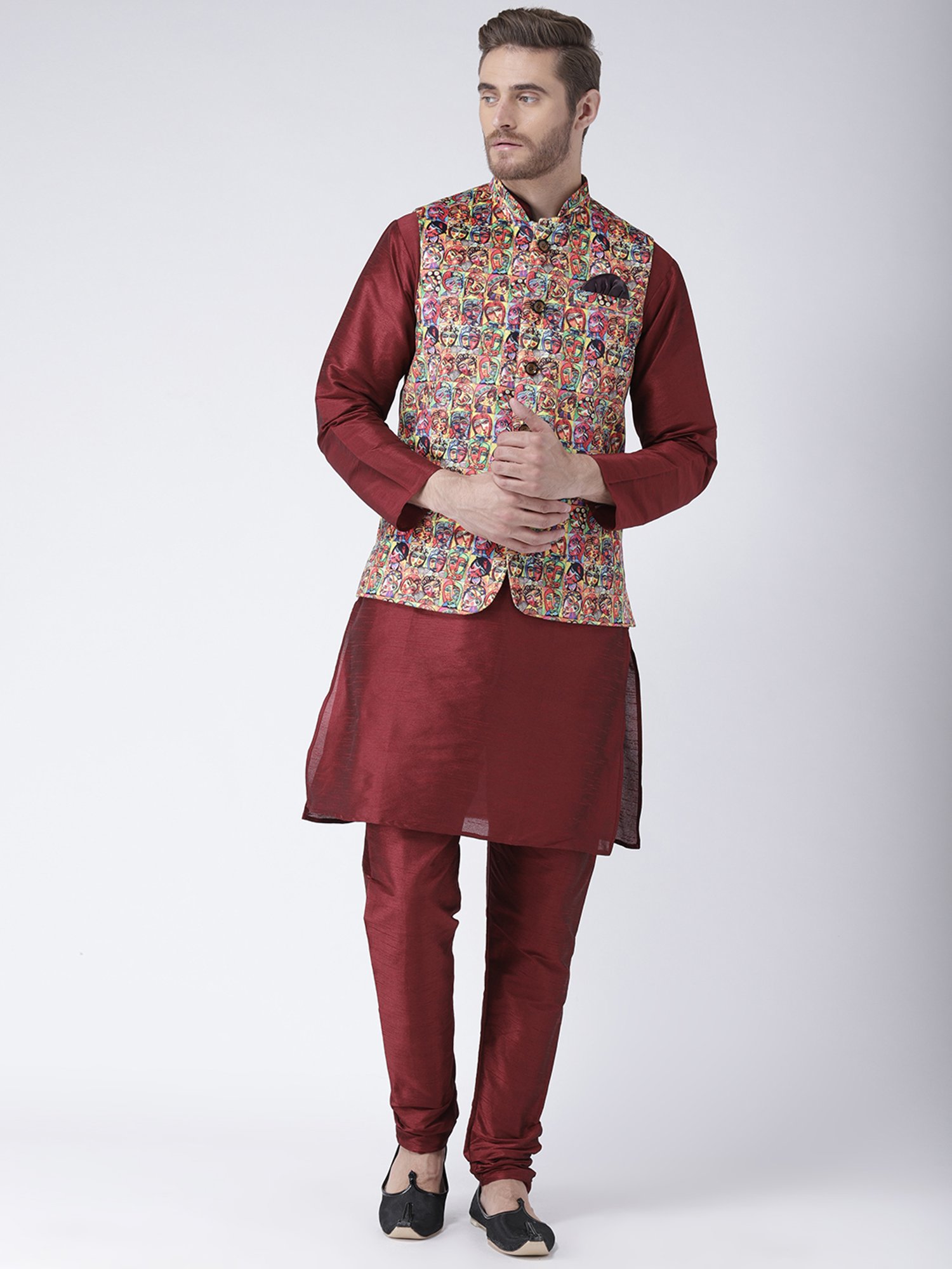 Hangup Plus Multicolor Regular Fit Printed Nehru Jacket