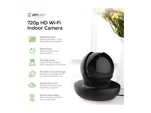 Amcrest Zencam WiFi Camera, Pet Dog Camera, Nanny Cam with Two-Way Audio, Baby Monitor with Cell Phone App, Pan/Tilt Wi-Fi Wireless IP Camera, Micro SD Card, RTSP, Cloud, Night Vision, M1B