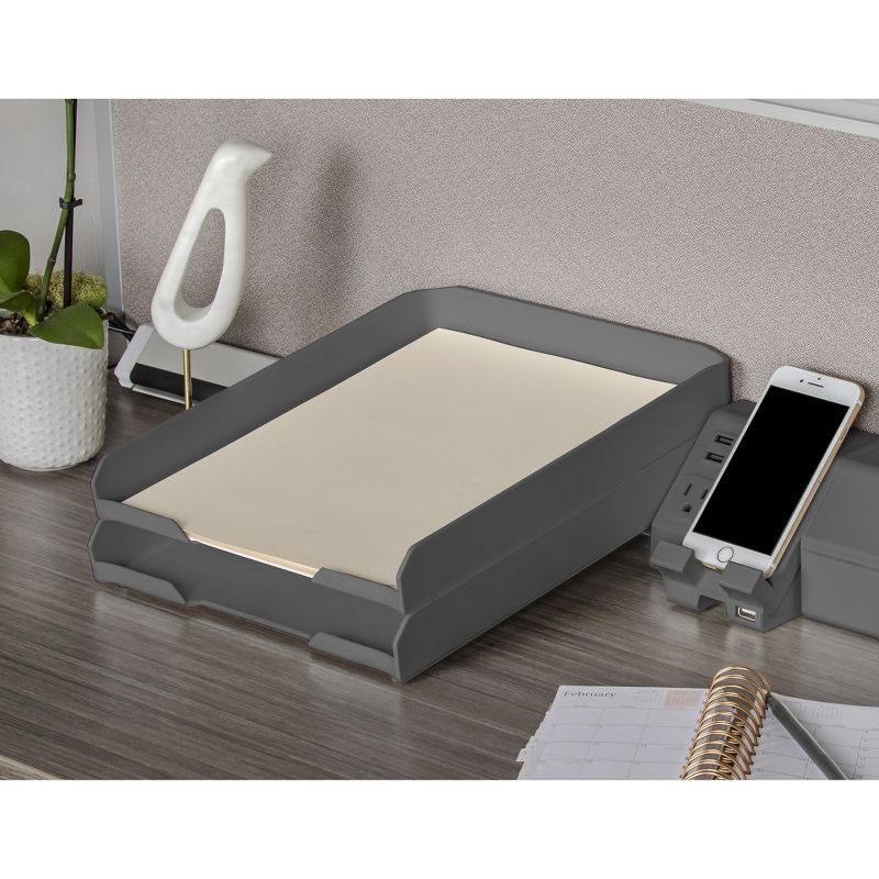 Bostitch Plastic Letter Tray, Stackable, 10.25, Gray KT-TRAY-GRAY