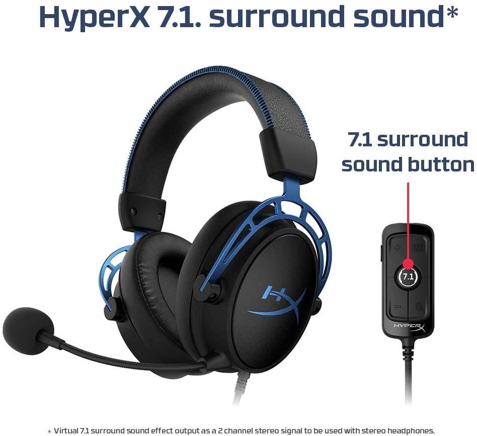 HyperX Cloud Alpha S - PC Gaming Headset, 7.1 Surround Sound, Adjustable Bass, Dual Chamber Drivers, Breathable Leatherette, Memory Foam, and Noise Cancelling Microphone - Blackout (HX-HSCAS-BK/WW)