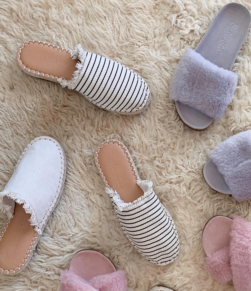 Splendid Jaime Fray Edge Striped Canvas Espadrille Mules