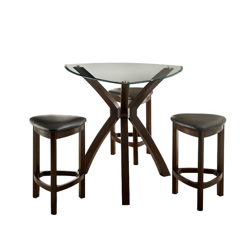 4pc Xavier Triangular Counter Extendable Dining Table Set Espresso - miBasics