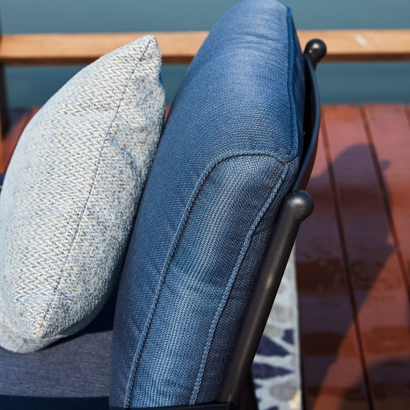 2pc Steel Outdoor Patio Accent Chairs Blue - Lokatse