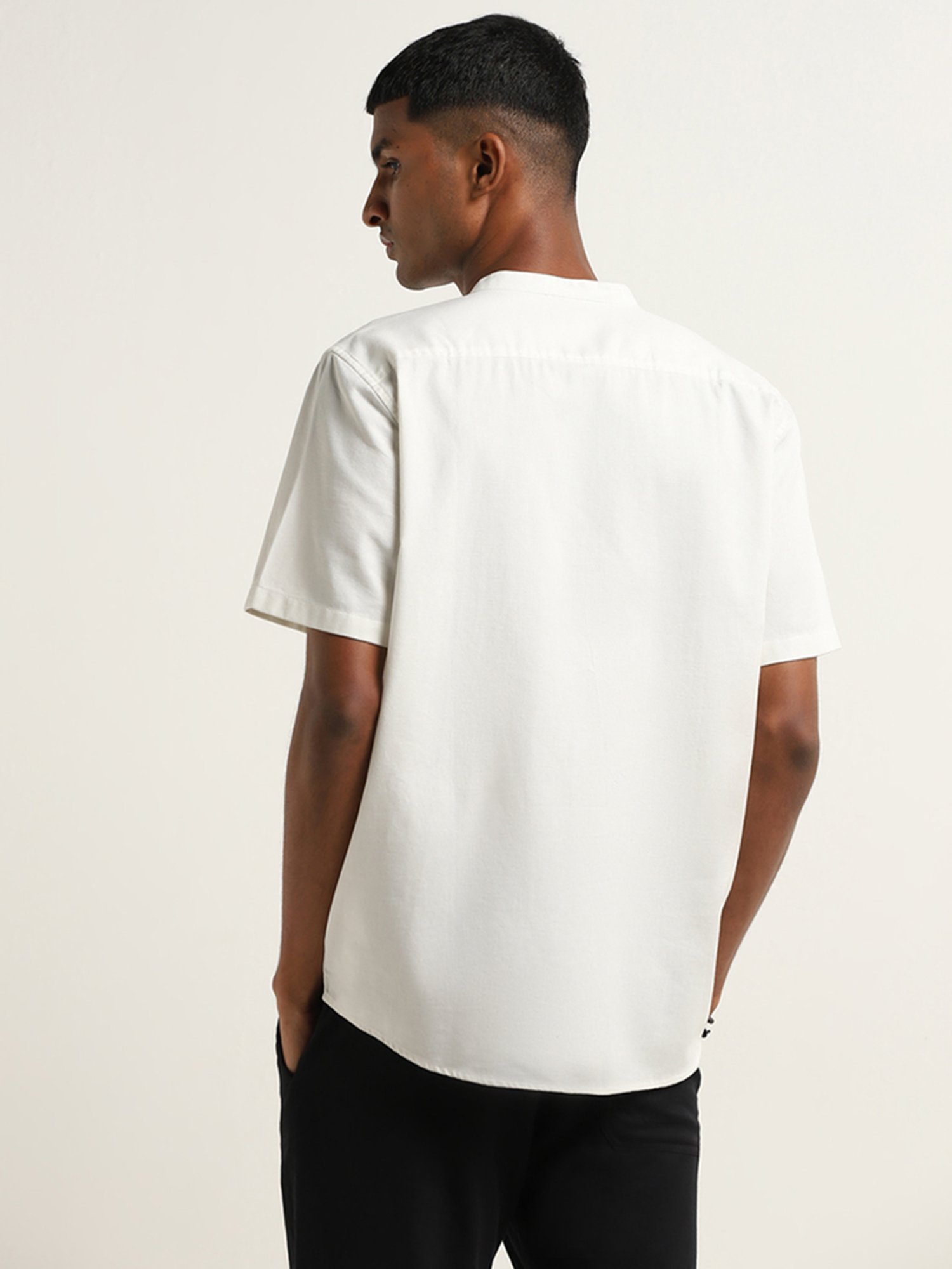 ETA by Westside Off-White Solid Resort Fit Shirt