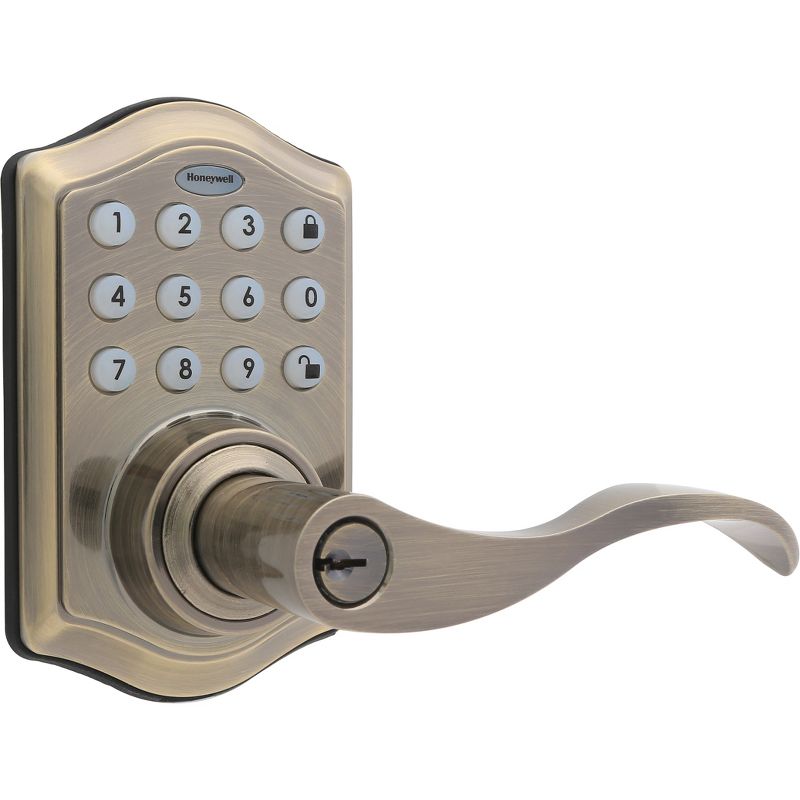 Honeywell Electronic Entry Lever Door Lock- Antique Brass