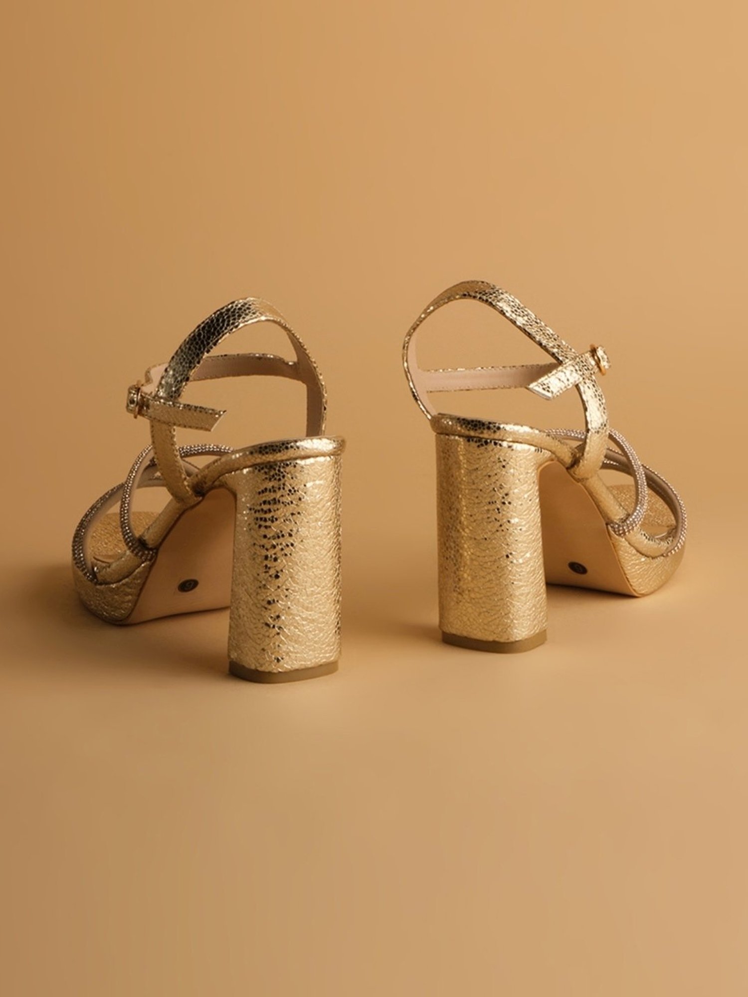 Eridani Women's Shirin Gold Ankle Strap Sandals