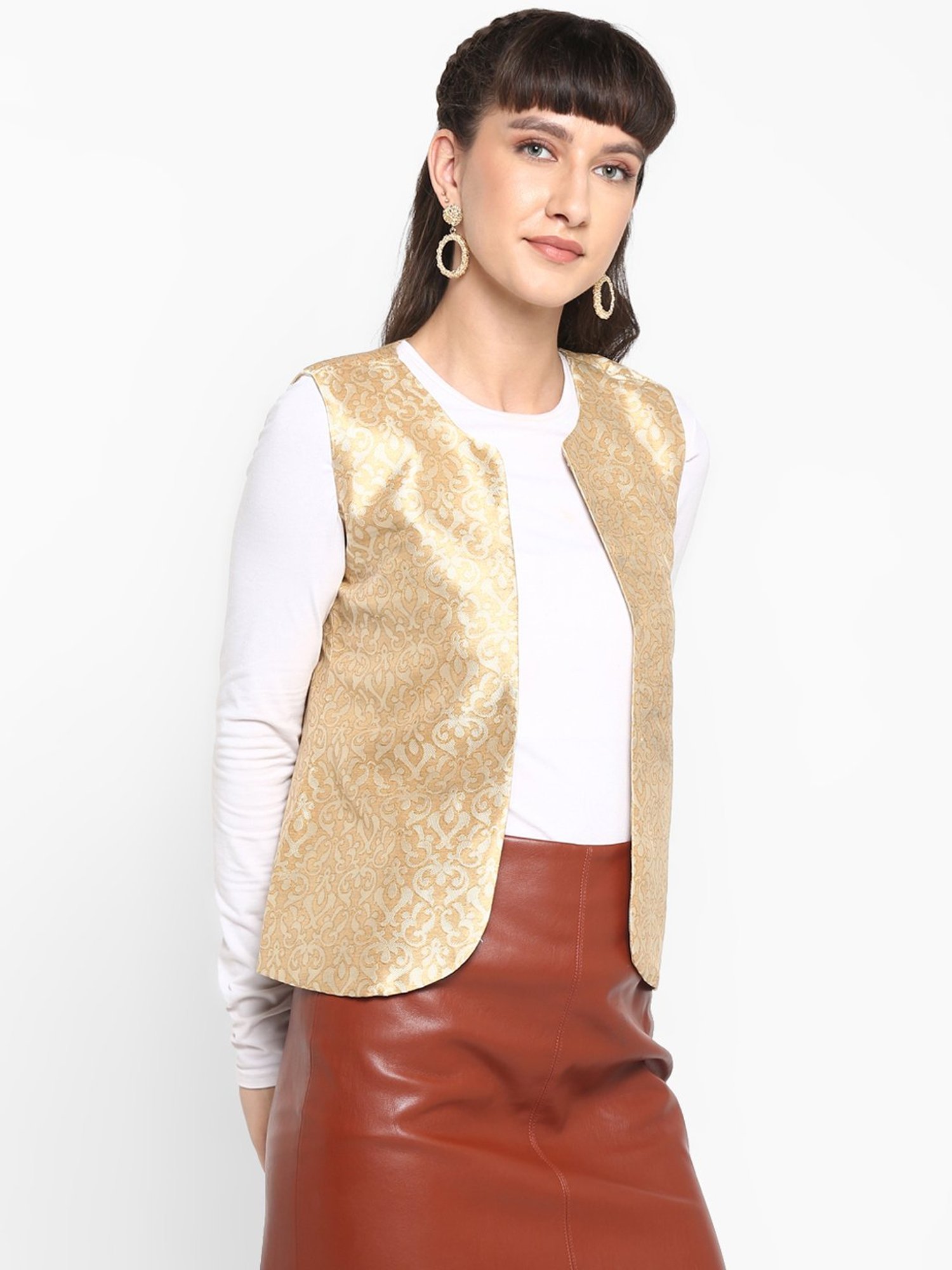 Hangup Golden Jacquard Pattern Shrug