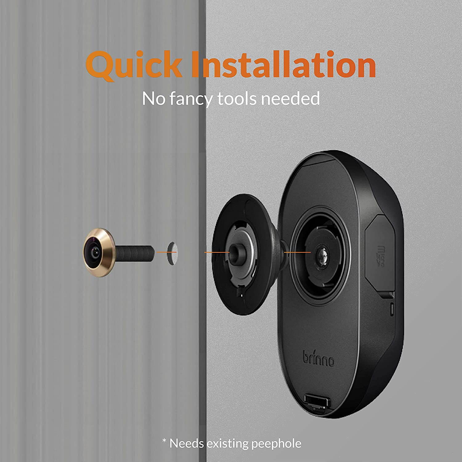 Brinno Duo Front Door Smart Peephole Camera SHC1000W - Smart Home Security System with Mobile and live view remotely