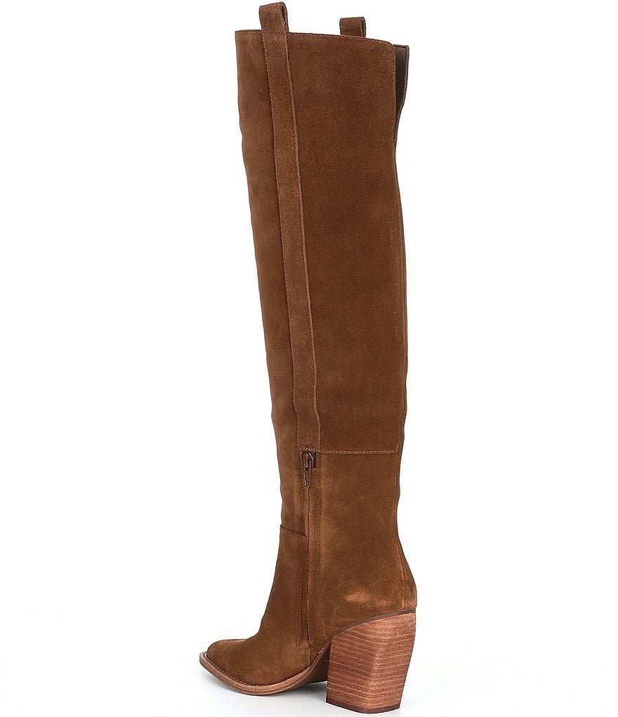 Gianni Bini Bhannks Suede Over-the-Knee Stack Heel Boots