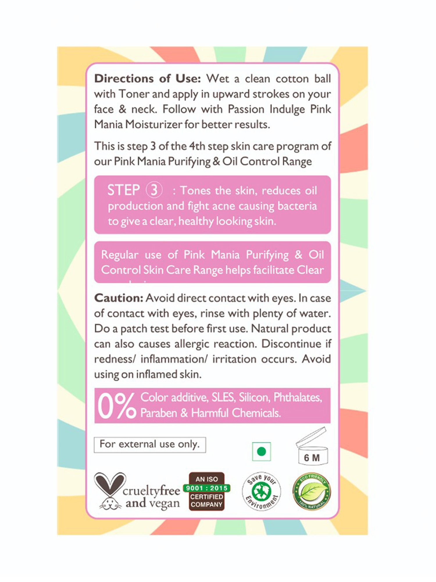 Passion Indulge Pink Mania Purifying & Oil Control Self Love Toner - 100 ml