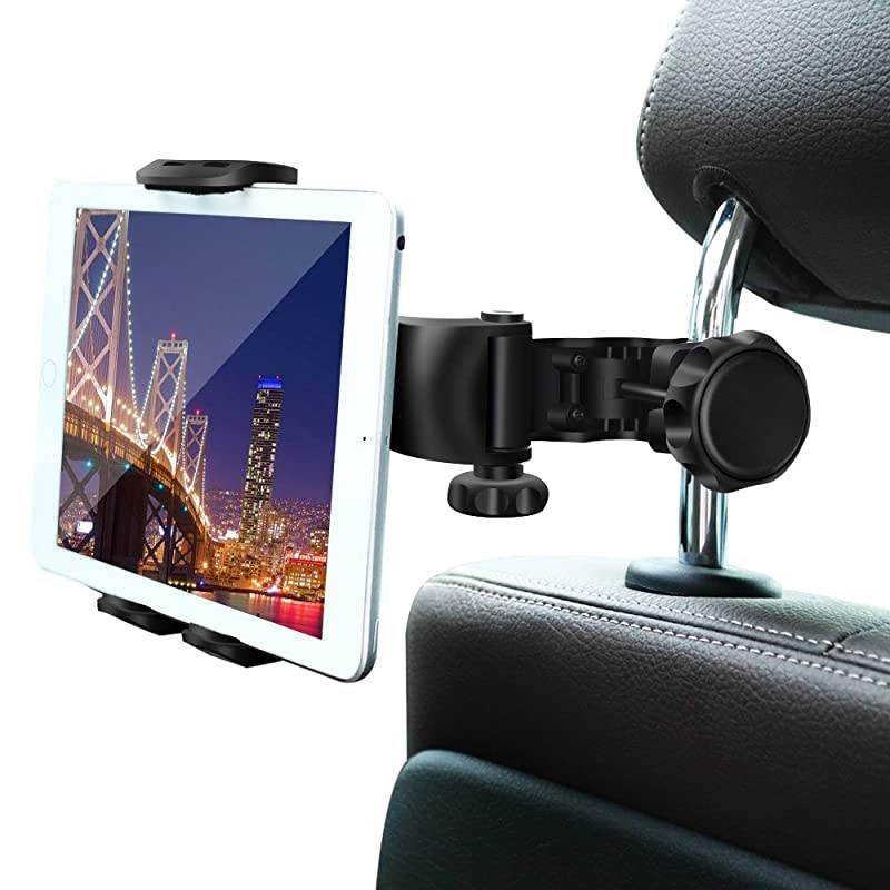 Car Headrest Mount,  Car Headrest Tablet Holder for iPad Pro/Air/Mini,Kindle Fire HD,Nintendo Switch,iPhone&Other Smartphones Stand Cradle Bracket Holder for 4&rsquo;&rsquo;-9&rsquo;&rsquo;with 360&deg; Angle-Adjustable