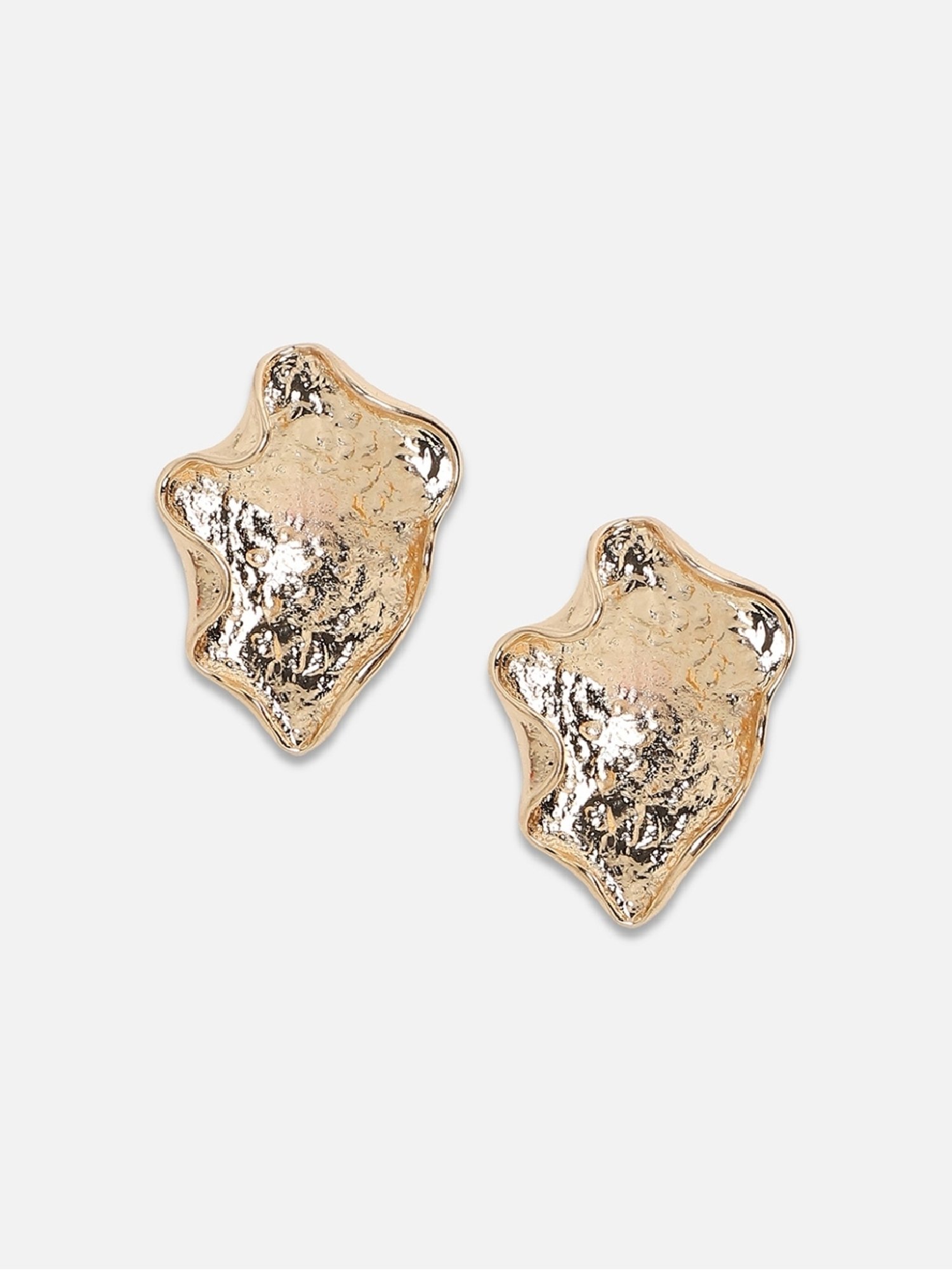 Sohi Women's Metallic Wave Stud Earrings  Champayne Gold