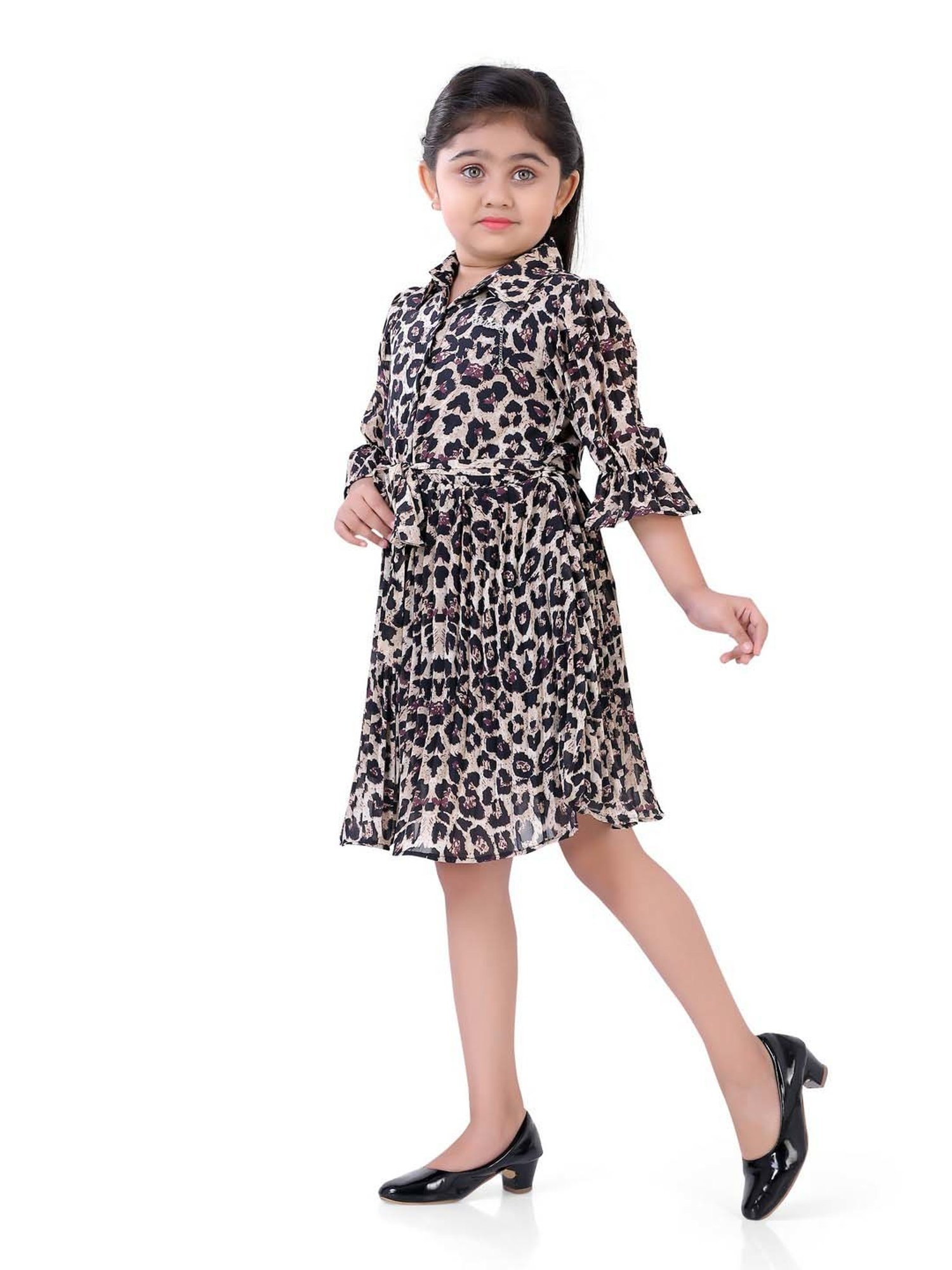 poplins Kids Navy Cotton Printed Dress