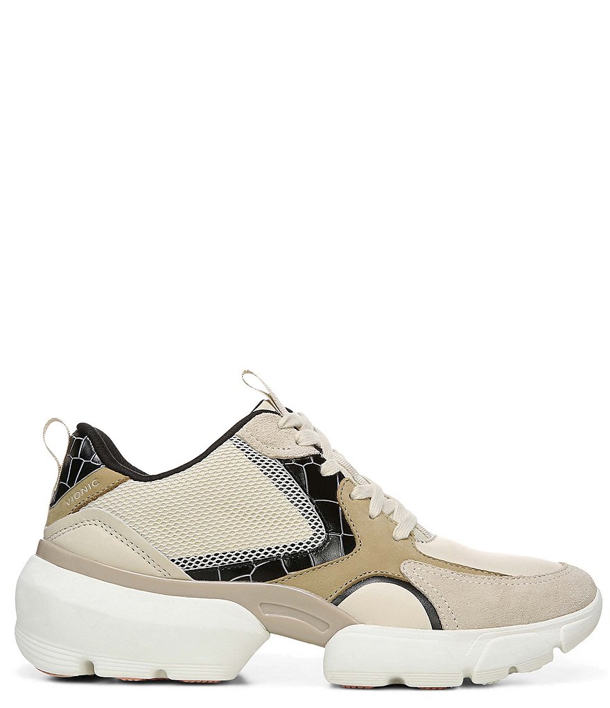 Vionic Aris Crocodile Leather Chunky Lace-Up Sneakers