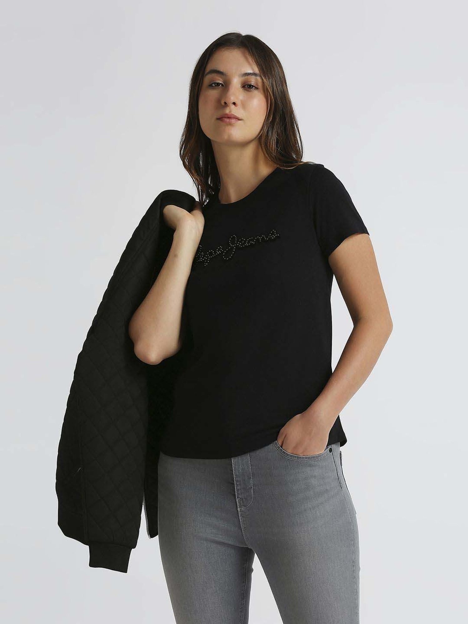 Pepe Jeans Black Cotton Printed T-Shirt