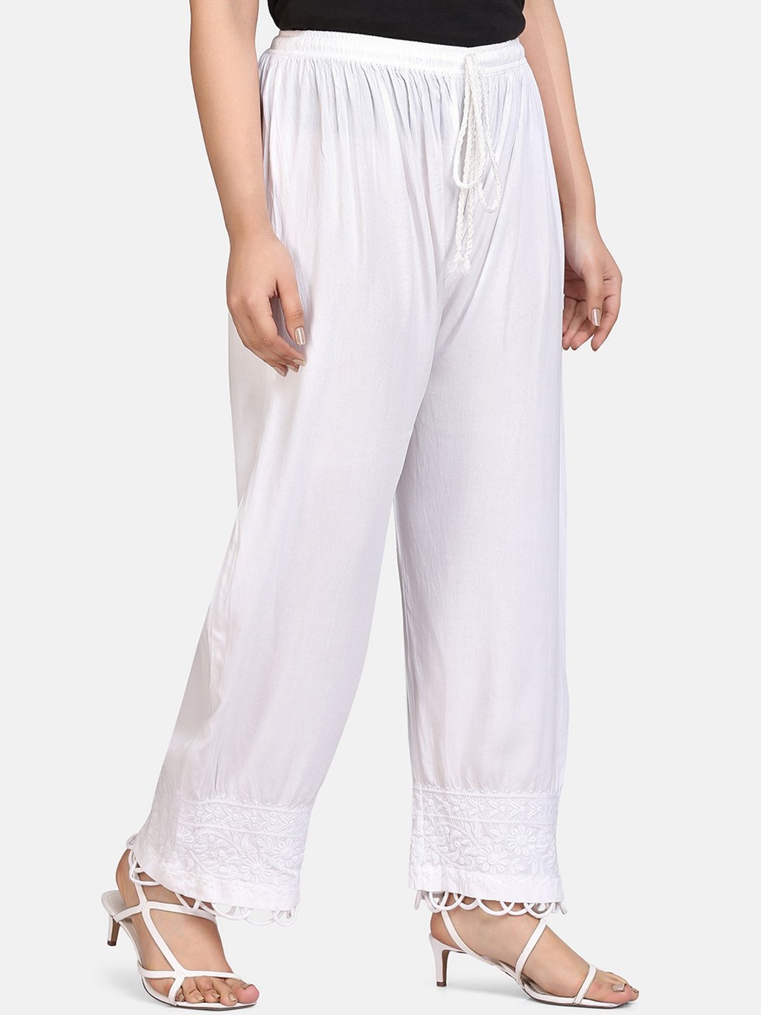 SHADES White Chikankari Pants