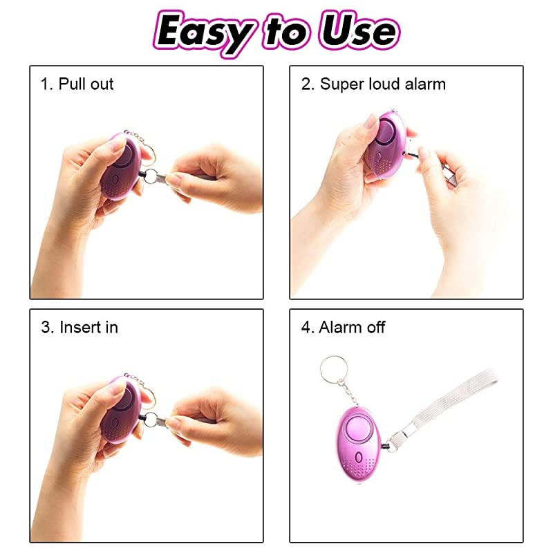 Pack 10 db Safesound Personal Security Alarm Keychain, Safety Emergency for Women, Kids, Girls, Self Defense Electronic Device as Bag Decoration