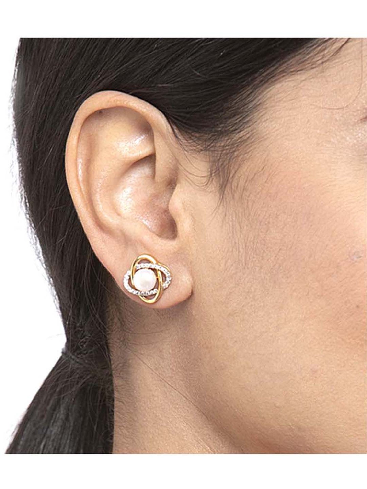 Clara 92.5 Sterling Silver Gold-Plated Swiss Zirconia Knot Earrings