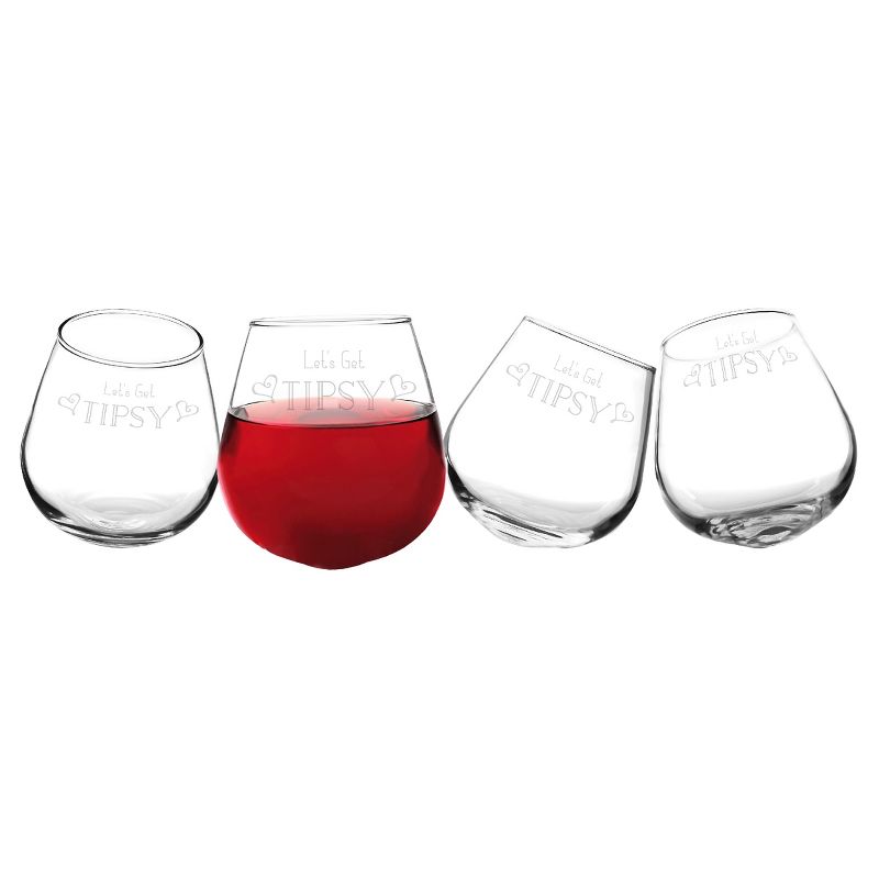 12oz 4ct Valentine's Let's Get Tipsy Wine Glass