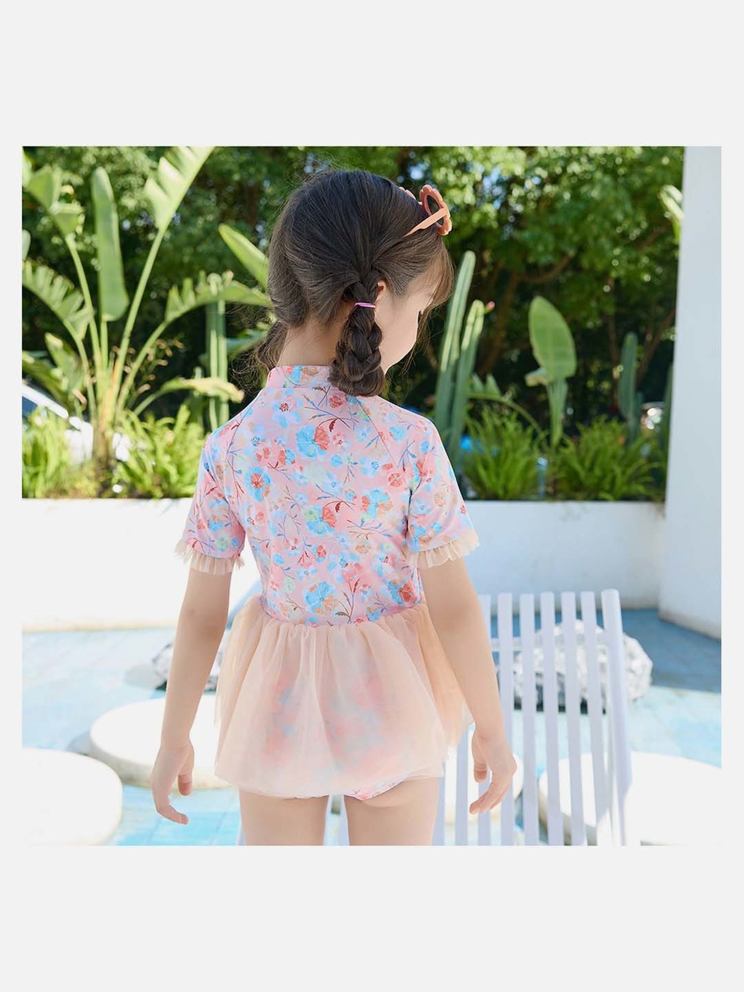 Little Surprise Box Kids Blue & Beige Floral Print Swimsuit