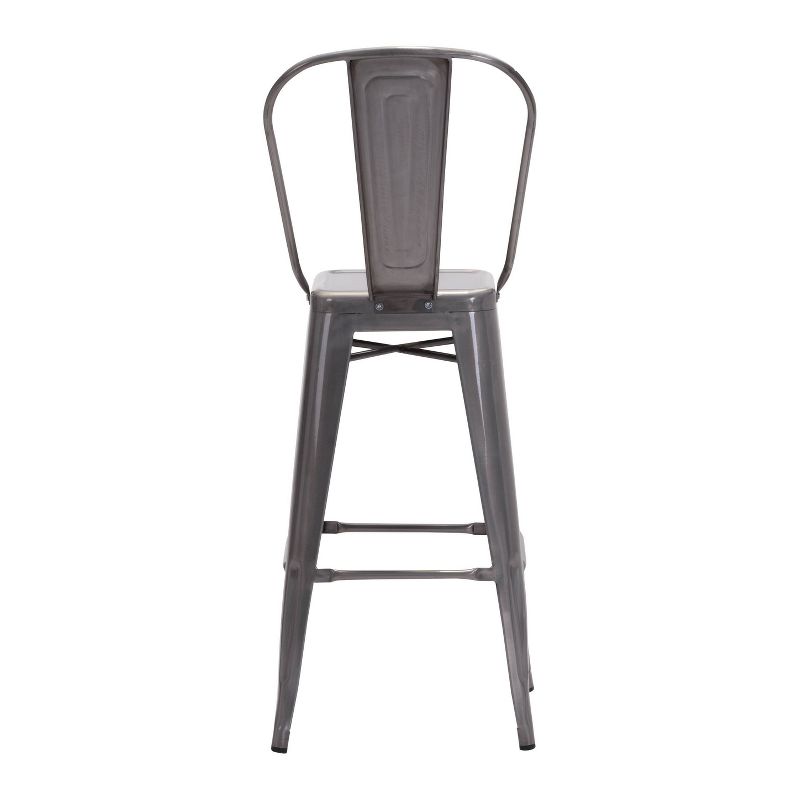 Set of 2 Industrial Gunmetal Steel Barstools - Zm Home