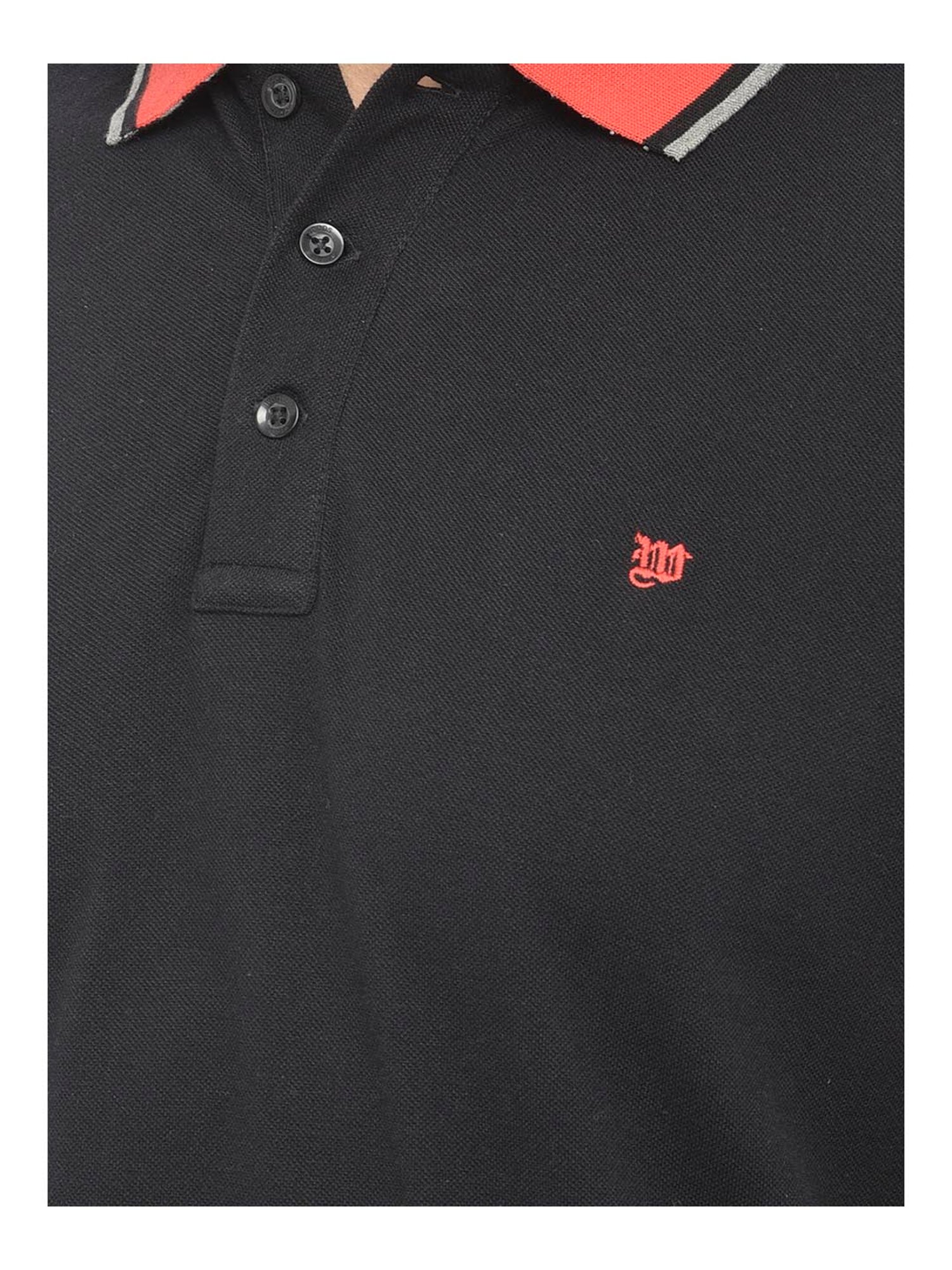 Woods Black Cotton Polo T-Shirt
