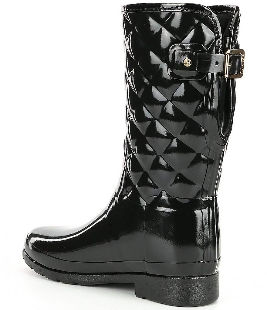 Hunter Refined Gloss Quilted Short Waterproof Boots