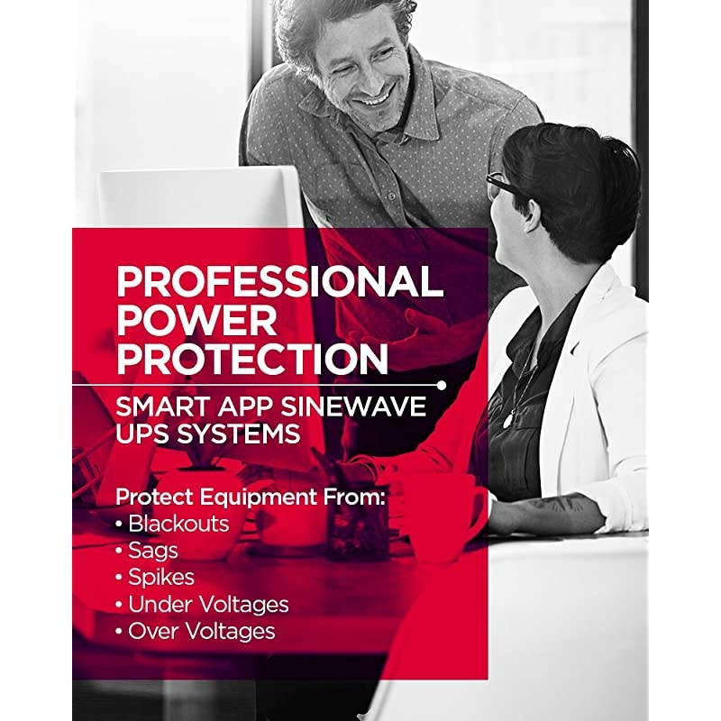 PR1000LCDRM1U Smart App Sinewave UPS System, 1000VA/750W, 6 Outlets, AVR, 1U Rackmount