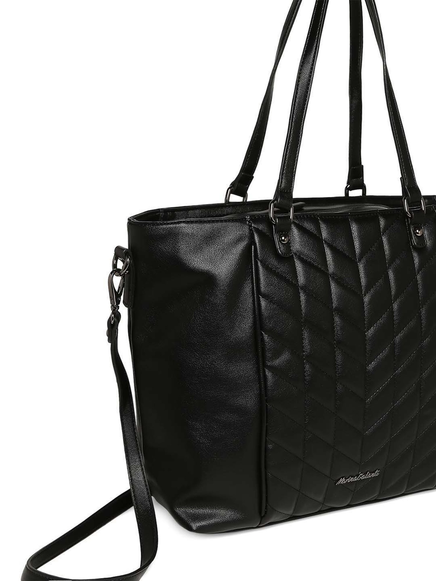 Marina Galanti Black Quilted Medium Tote Handbag