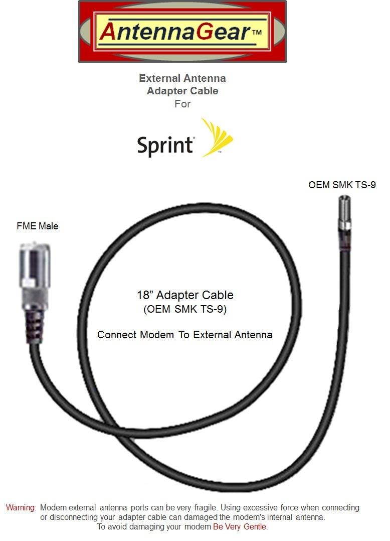 Sprint NETGEAR 341U OEM SMK TS9 USB Modem External Antenna Adapter
