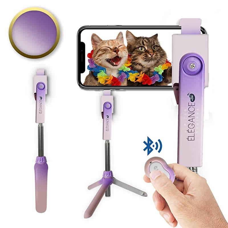 Selfie Stick Tripod with Detachable Wireless Remote Shutter for iPhone & Android: 360&deg; Rotating Phone Holder, Extendable Stick & Reversible Pin, Perfect for TikTok