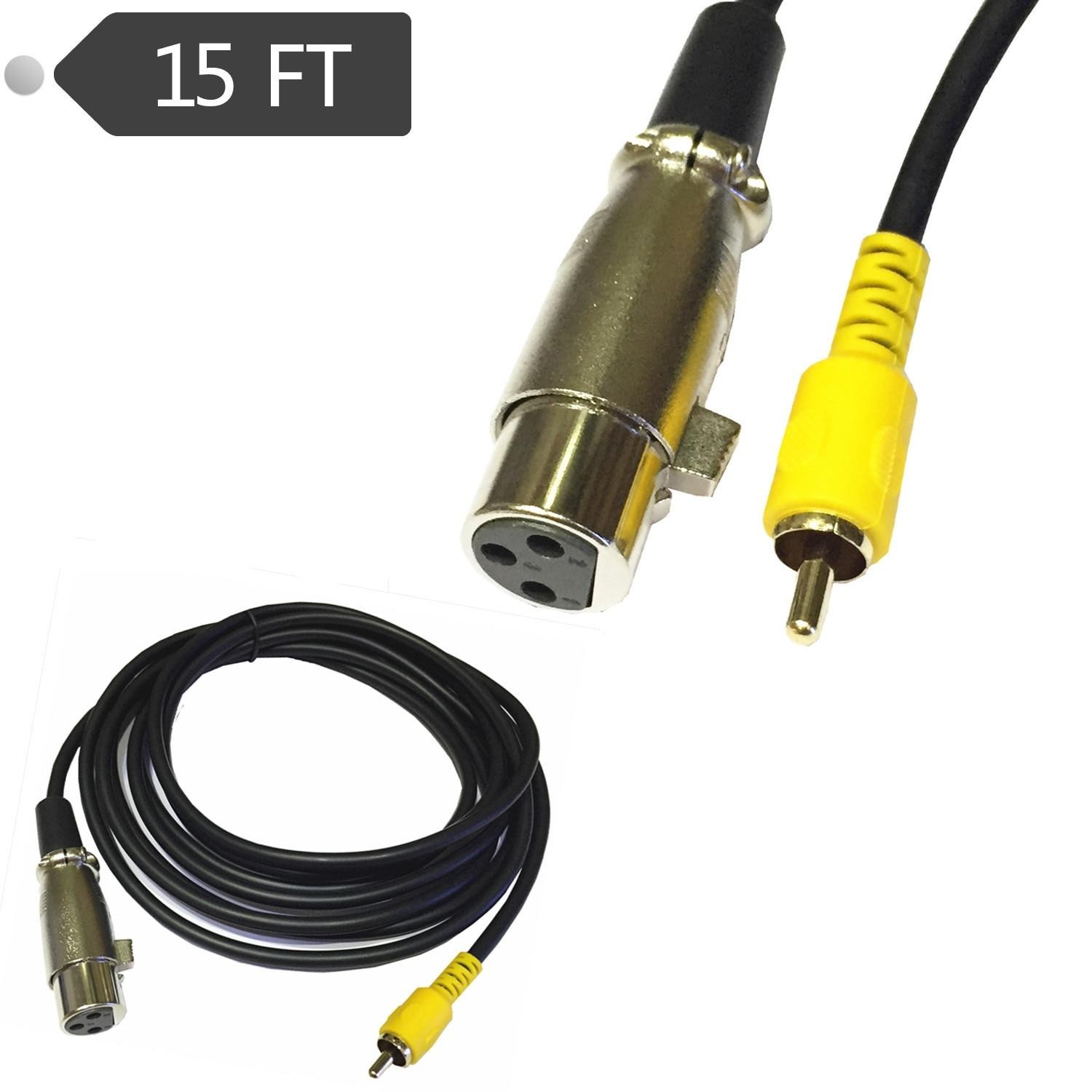 Pro Grade 3Pin XLR female to Single phono RCA male audio shield cable 15ft