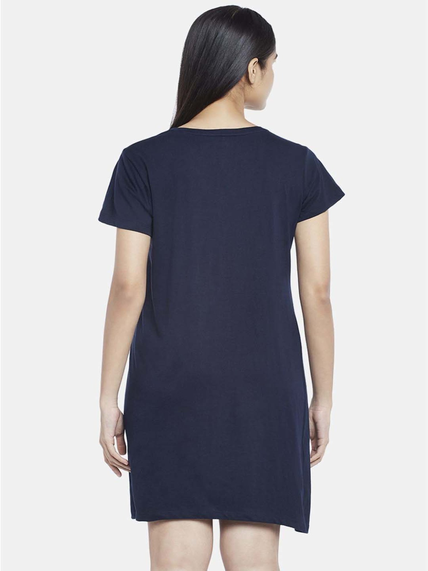 Dreamz by Pantaloons Navy Cotton Printed Sleep Tee