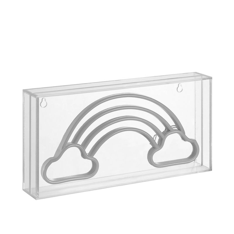 11.75" Rainbow Contemporary Glam Acrylic Box Pendant (Includes LED Light Bulb) Neon - JONATHAN Y