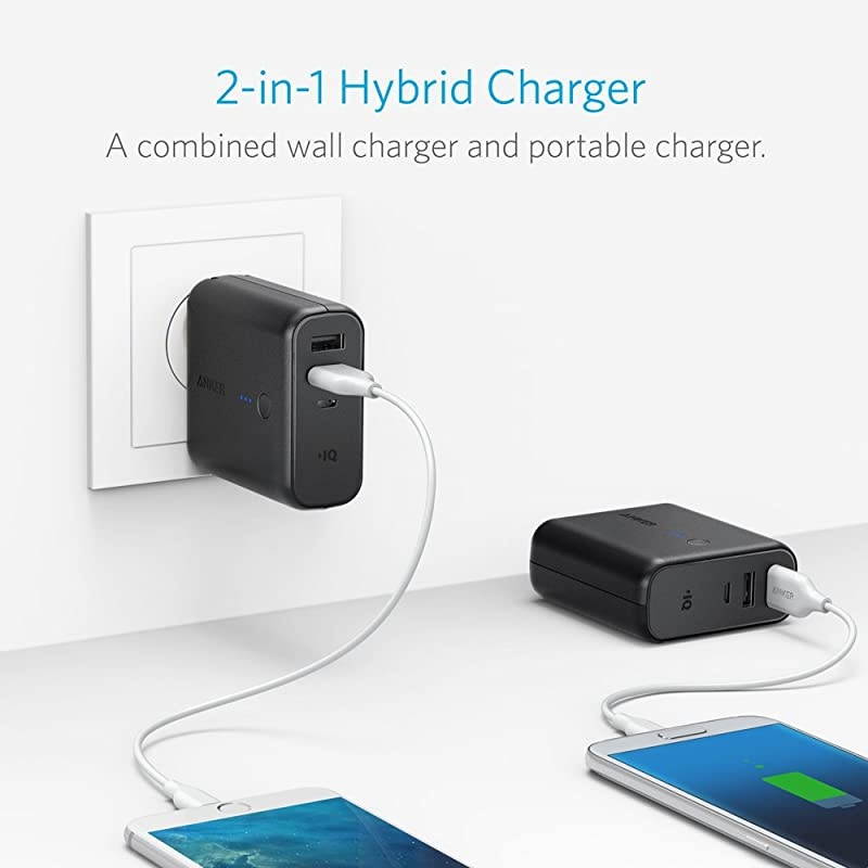 PowerCore Fusion 5000, Portable Charger 5000mAh 2-in-1 with Dual USB Wall Charger, Foldable AC Plug and PowerIQ, Battery Pack for iPhone, iPad, Android, Samsung Galaxy, and More