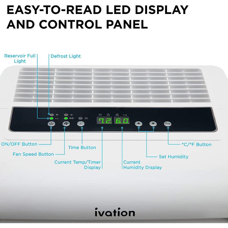 Ivation 4,500 Sq Ft Energy Star Dehumidifier with Pump, Large Capacity Compressor Includes Programmable Humidity, Hose Connector, Auto Shutoff and Restart and Washable Filter (4,500 Sq Ft W/ Pump)